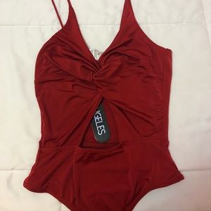 *New* F21 Red Open Part Bodysuit